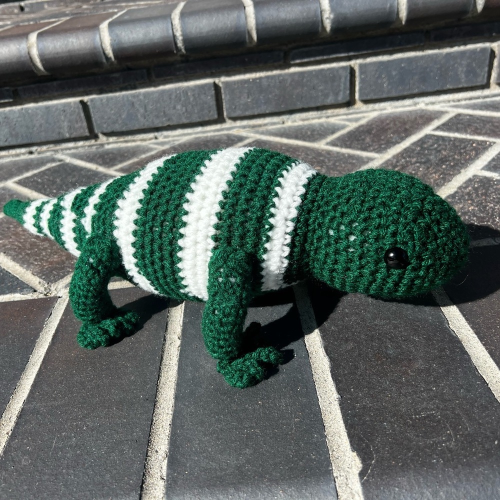 Hand Crocheted Iggy the Green & White Iguana Stuffed Animal Plushie!